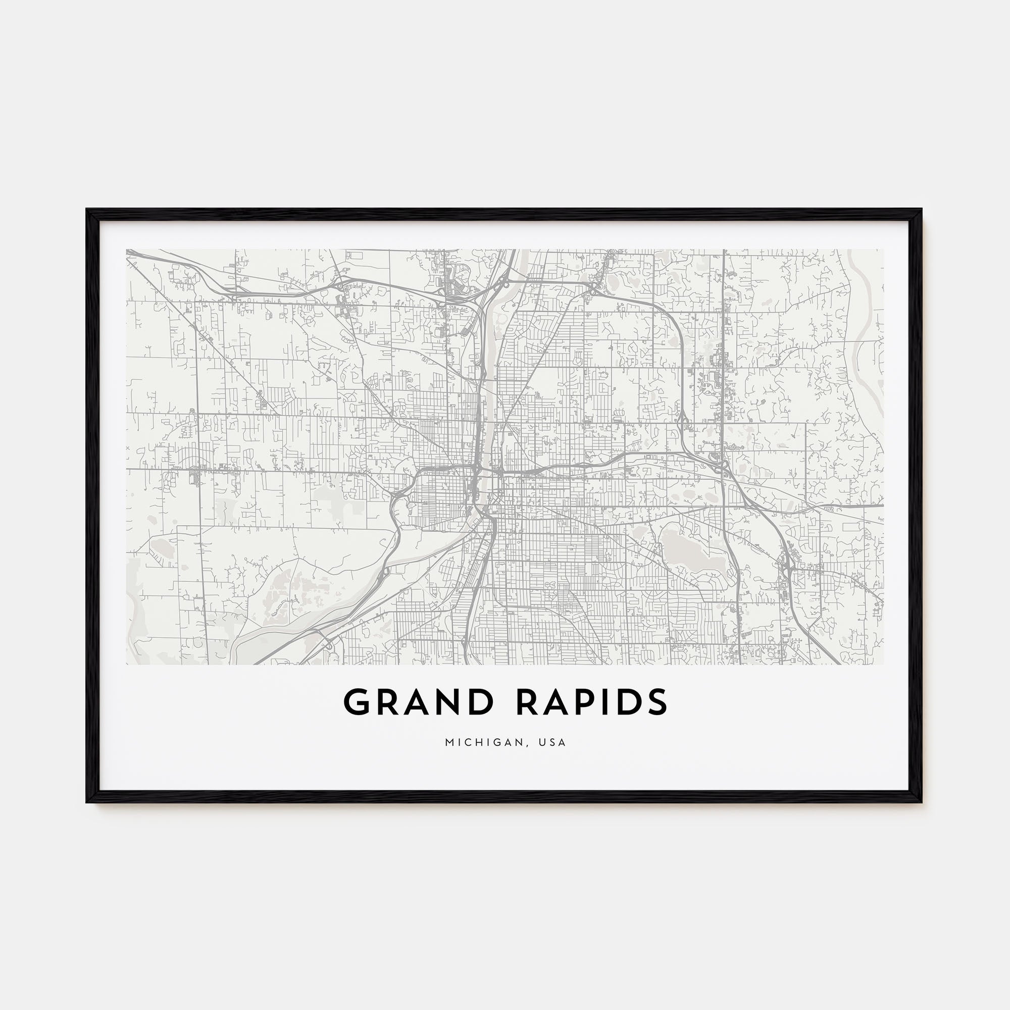 Grand Rapids Map Landscape Poster