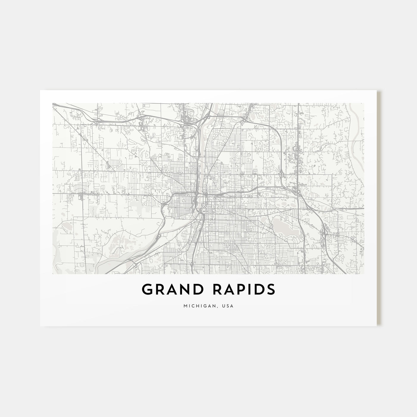 Grand Rapids Map Landscape Poster