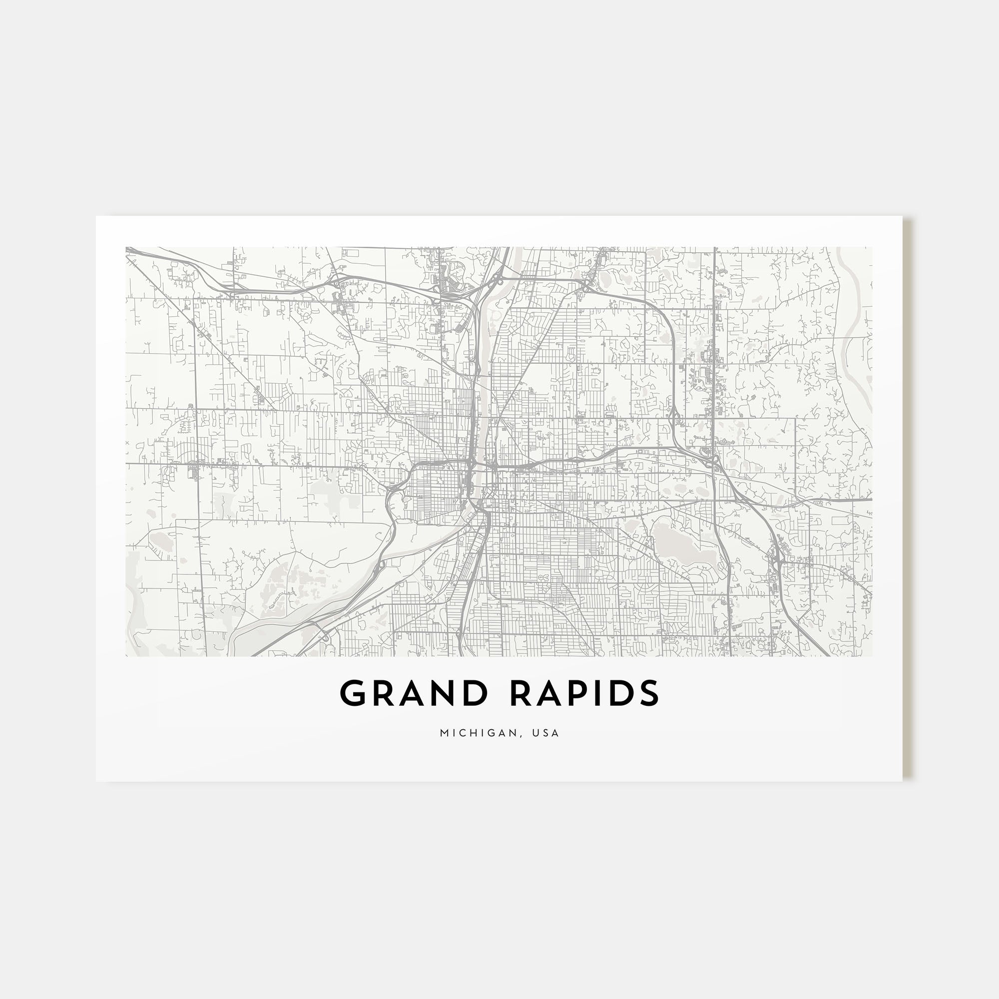 Grand Rapids Map Landscape Poster