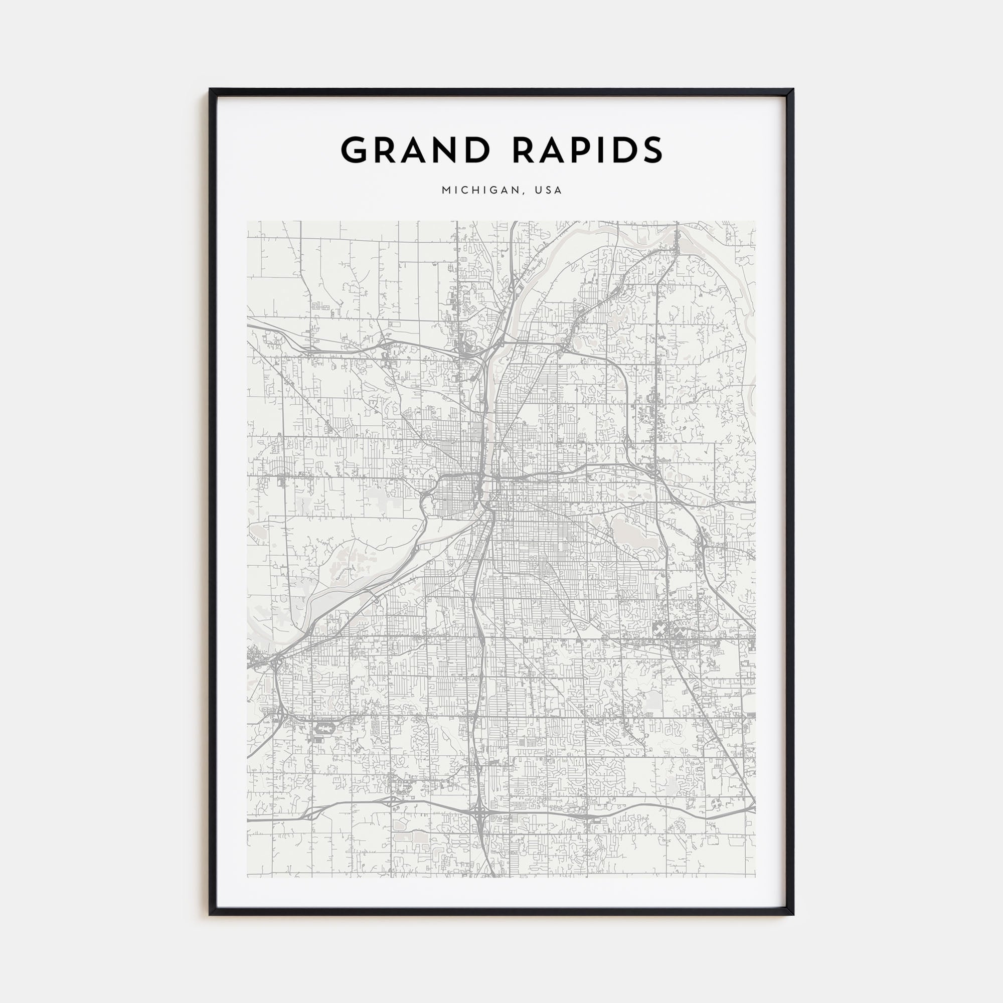 Grand Rapids Map Portrait Poster