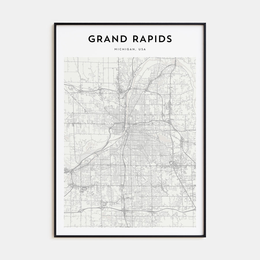 Grand Rapids Map Portrait Poster
