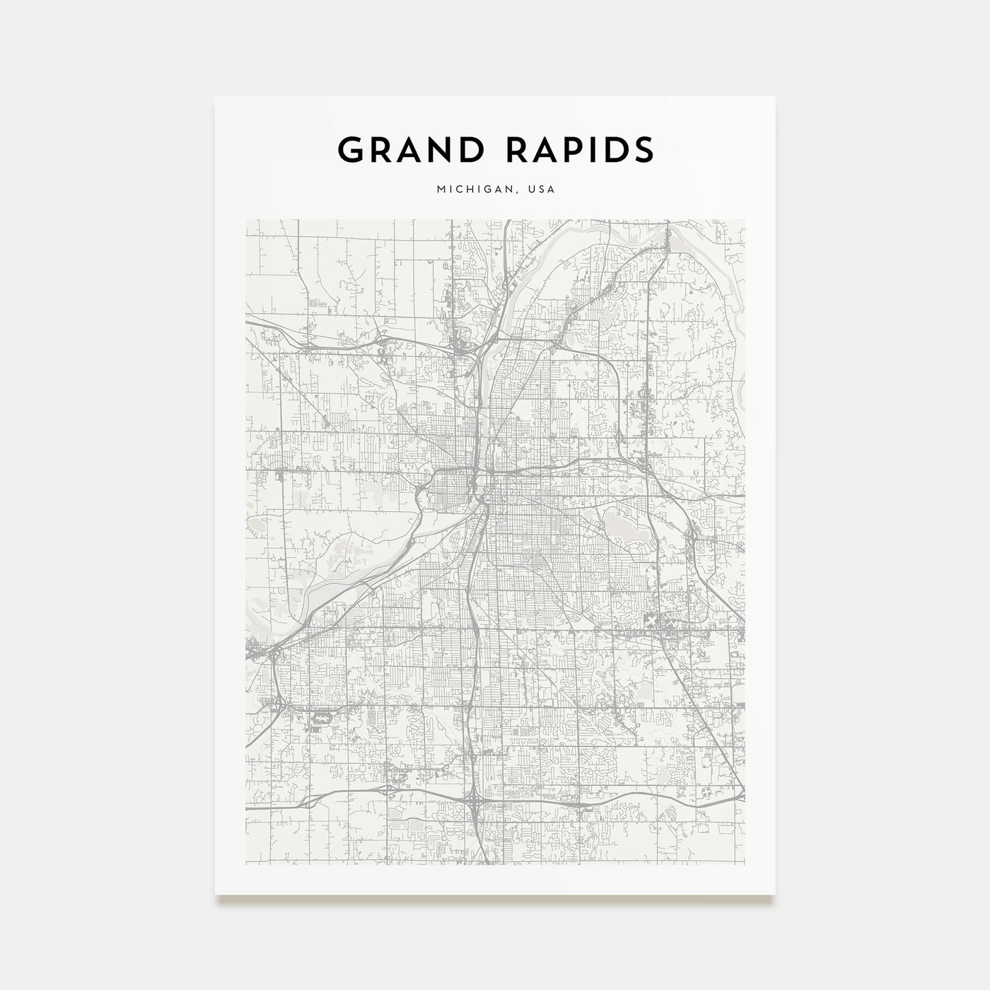 Grand Rapids Map Portrait Poster