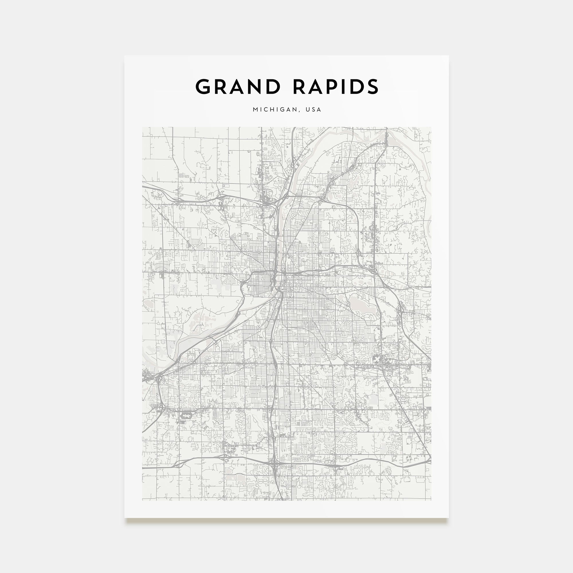 Grand Rapids Map Portrait Poster