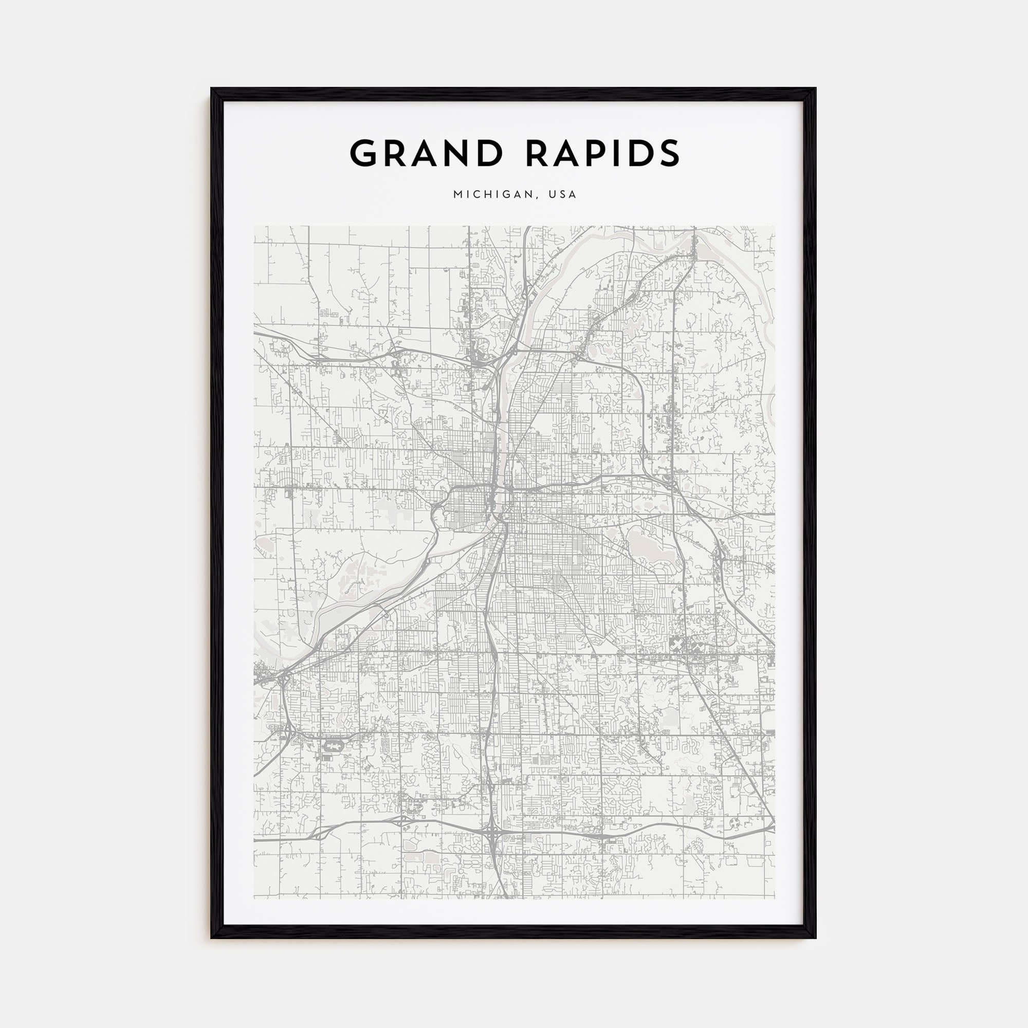 Grand Rapids Map Portrait Poster