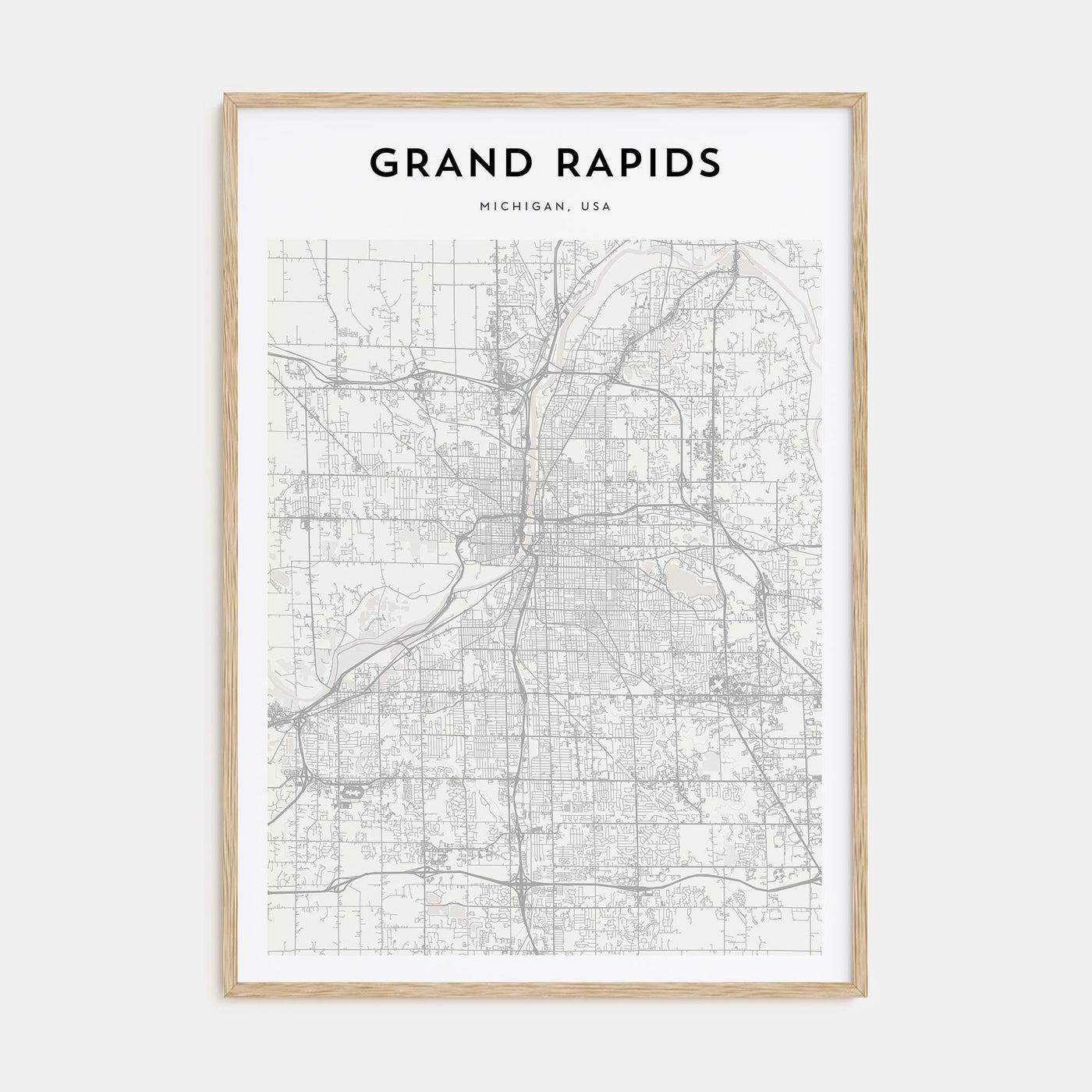 Grand Rapids Map Portrait Poster