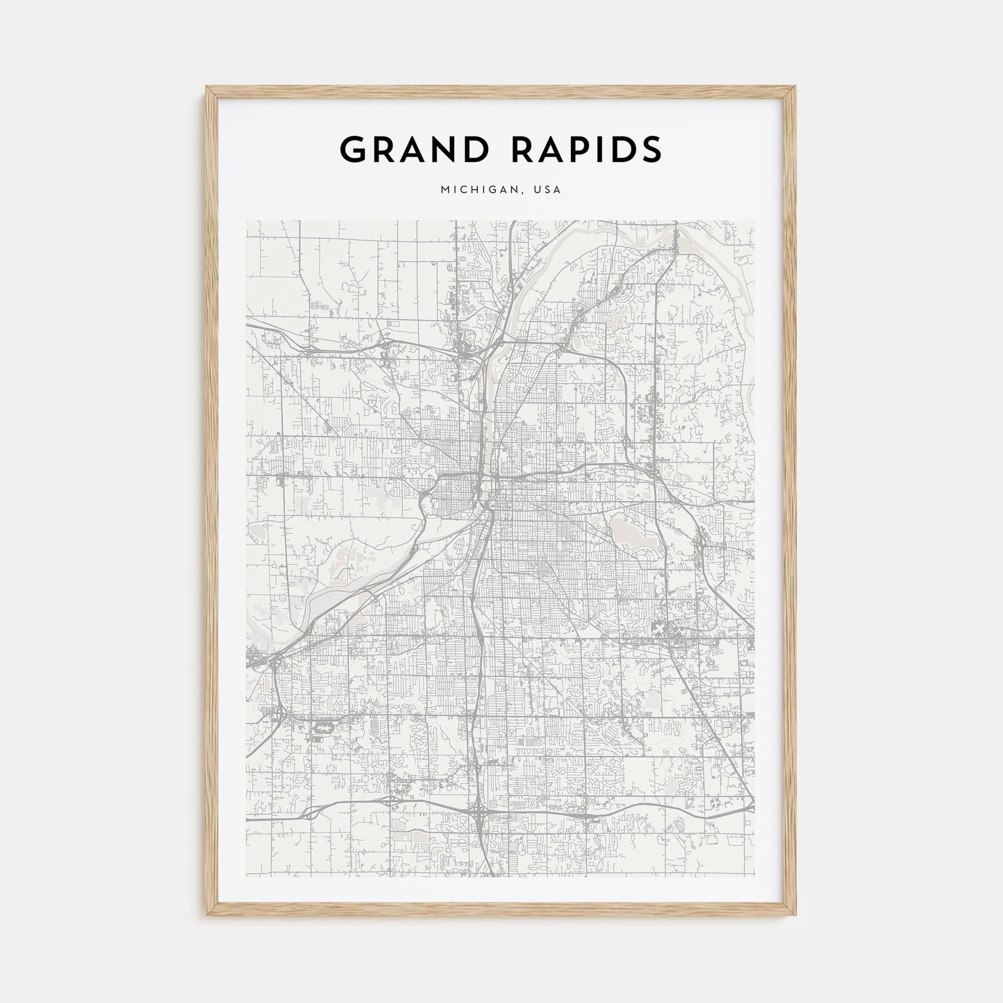 Grand Rapids Map Portrait Poster