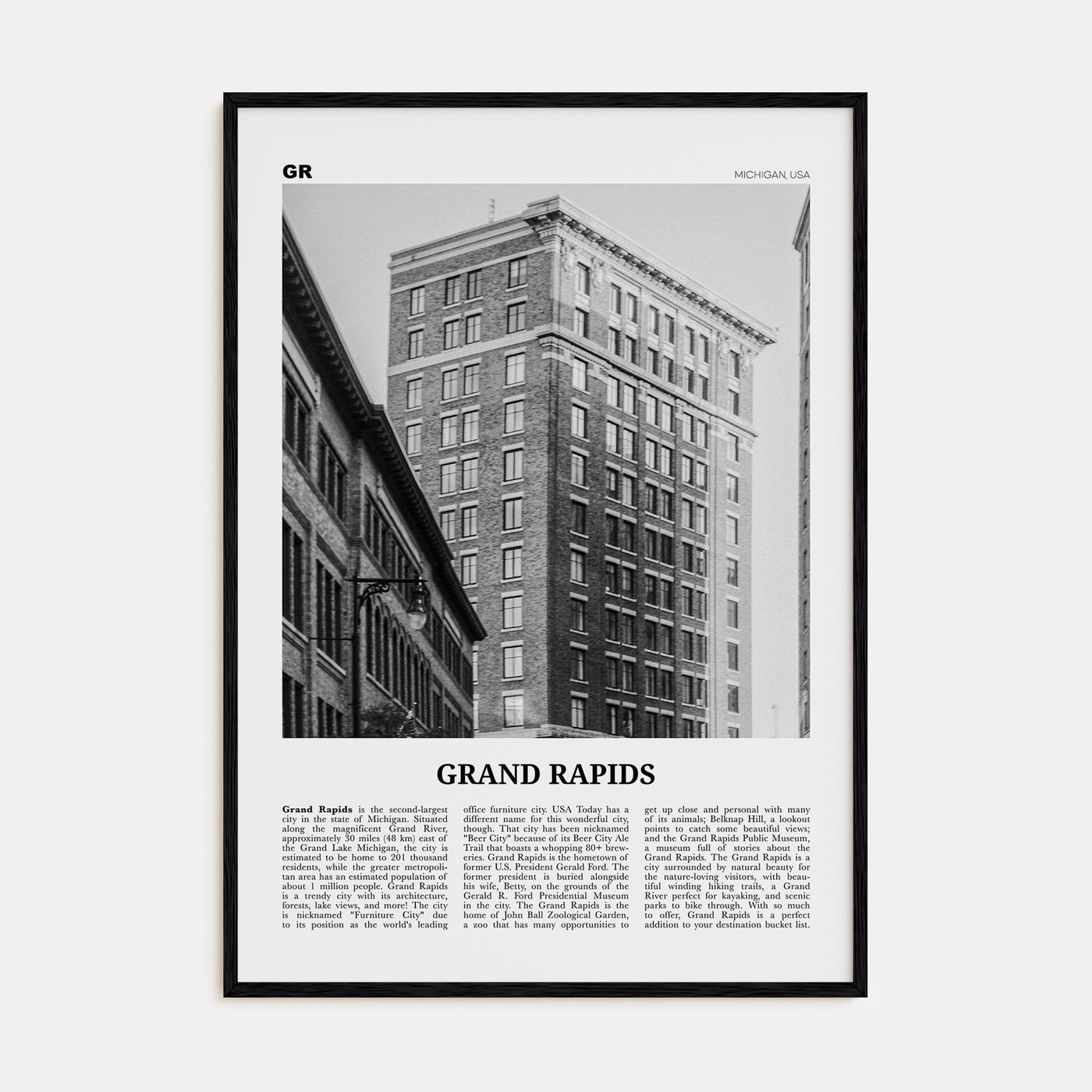 Grand Rapids Travel B&W No 2 Poster