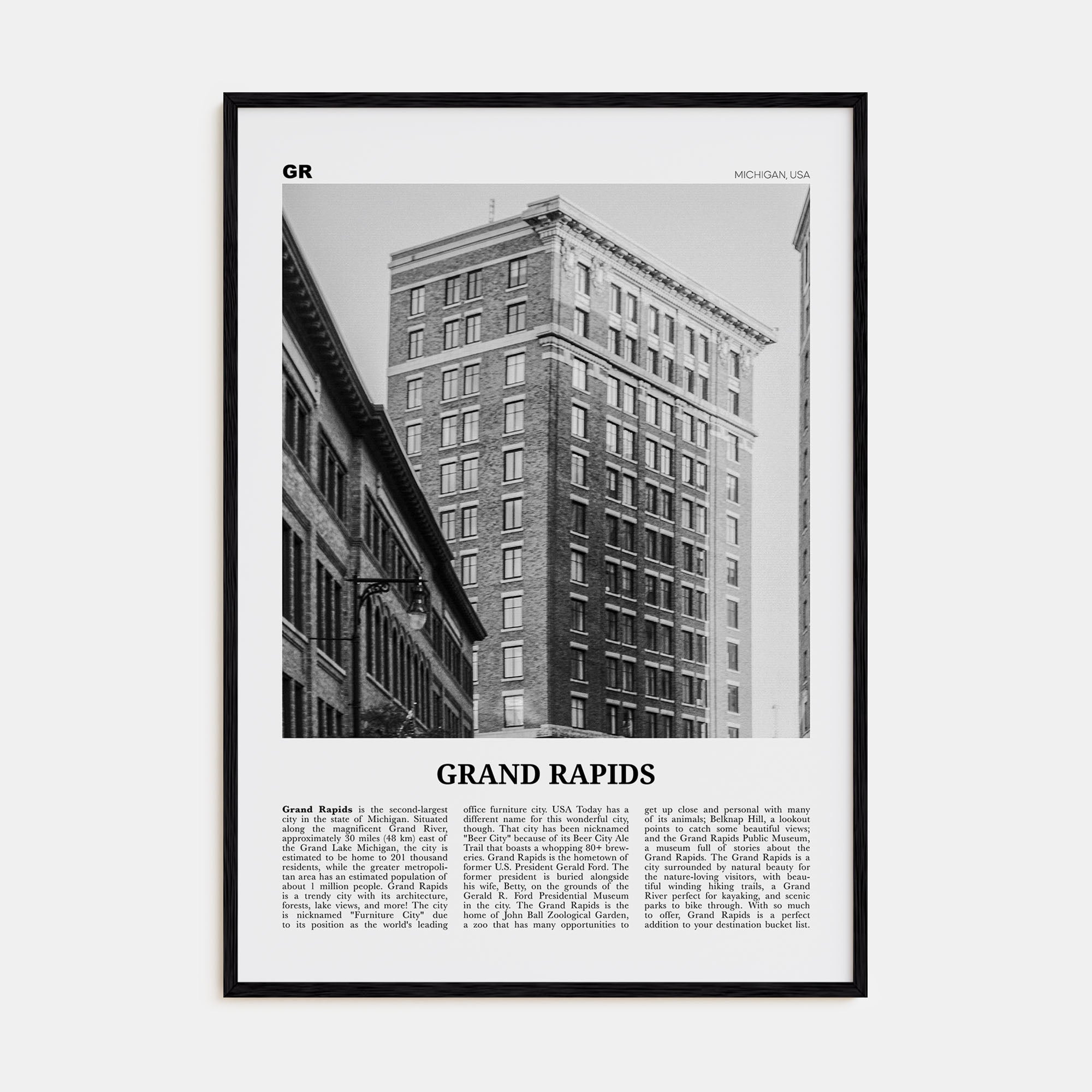Grand Rapids Travel B&W No 2 Poster