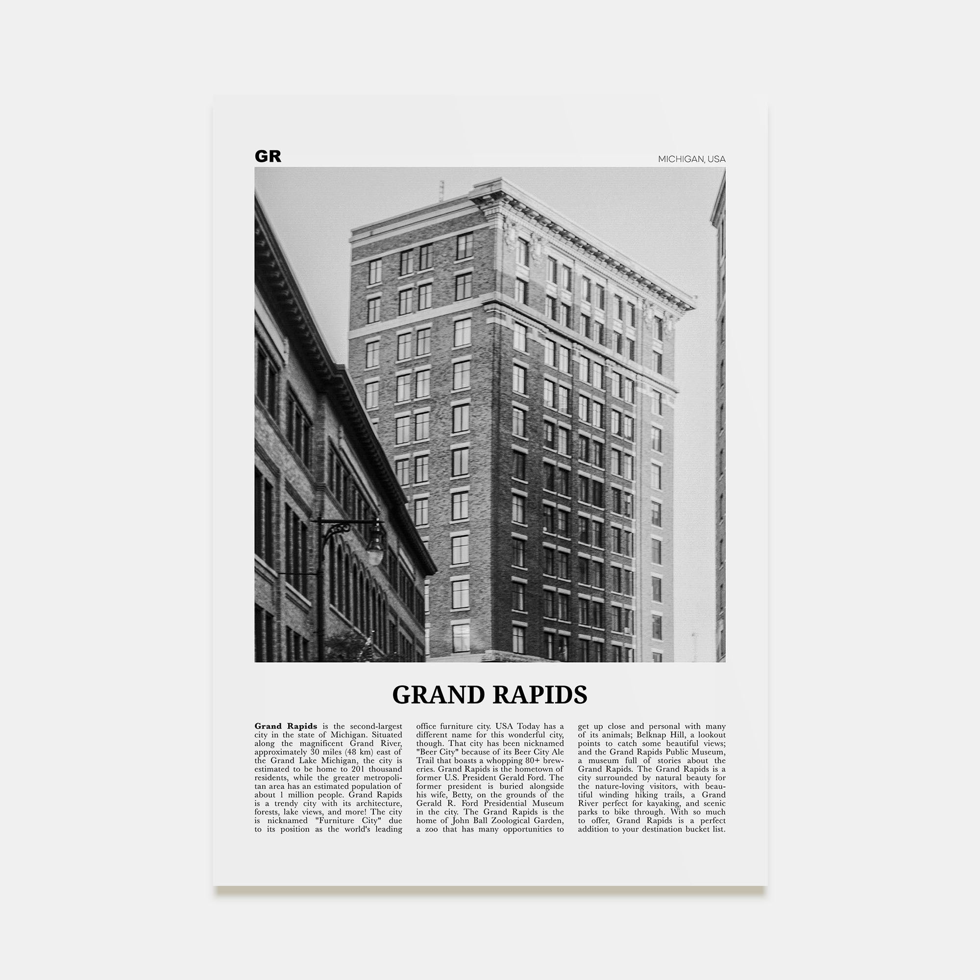 Grand Rapids Travel B&W No 2 Poster