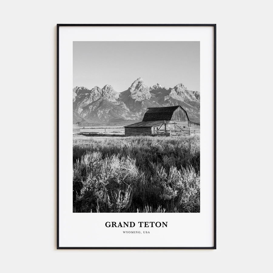 Grand Teton National Park Portrait B&W No 1 Poster