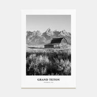 Grand Teton National Park Portrait B&W No 1 Poster