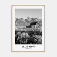 Grand Teton National Park Portrait B&W No 1 Poster