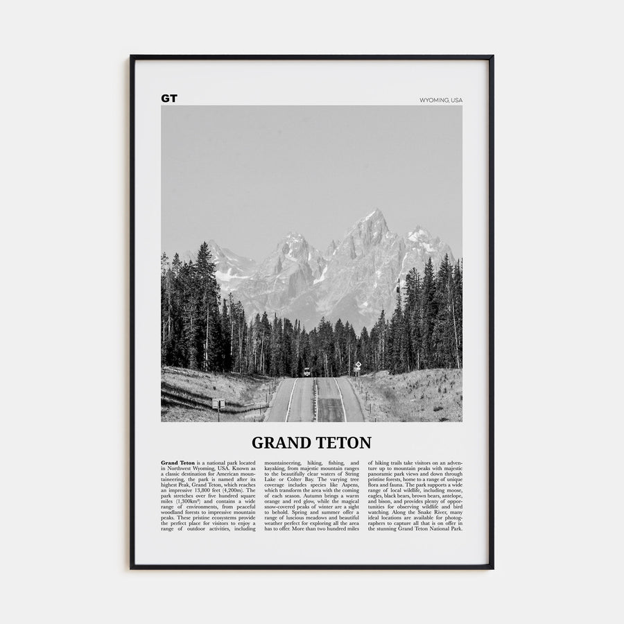 Grand Teton National Park Travel B&W No 1 Poster
