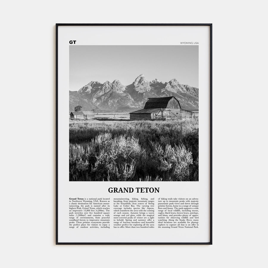 Grand Teton National Park Travel B&W No 2 Poster