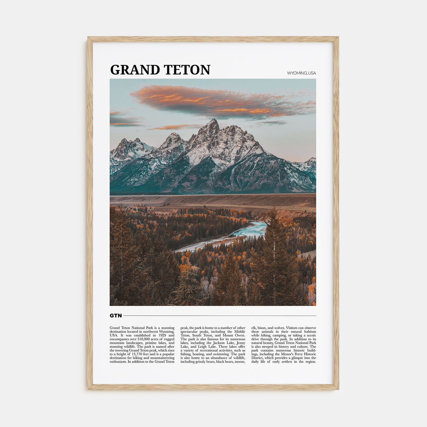 Grand Teton National Park Travel Color Poster