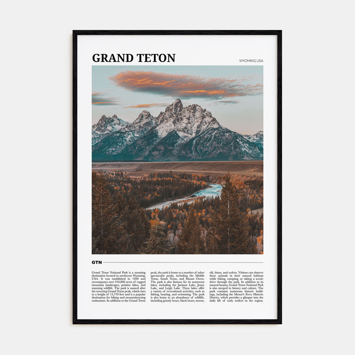 Grand Teton National Park Travel Color Poster