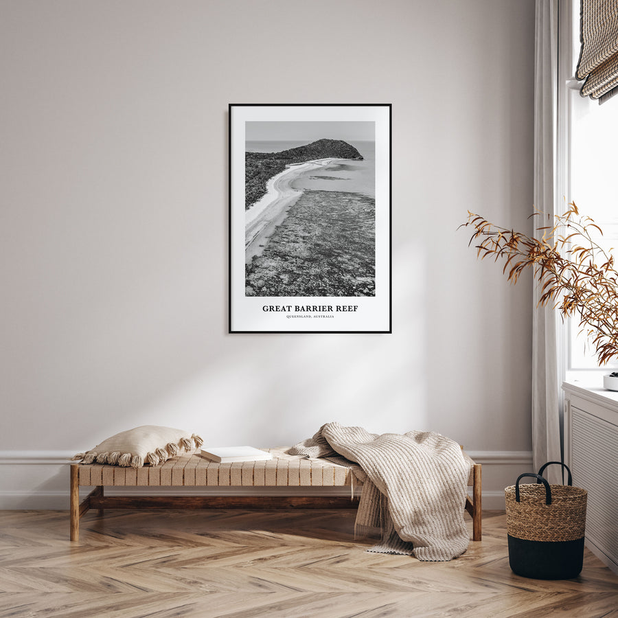 Great Barrier Reef Portrait B&W Poster