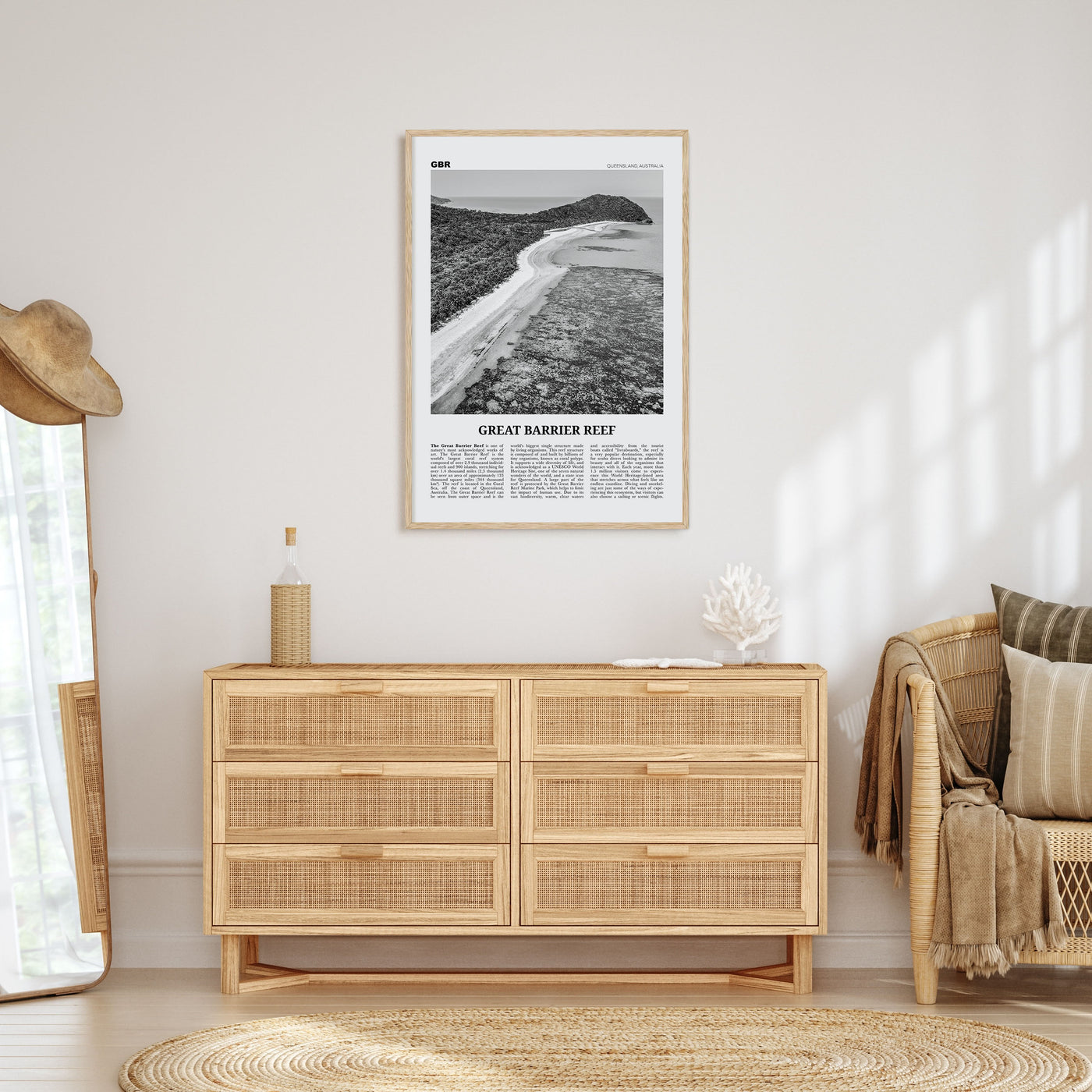 Great Barrier Reef Travel B&W Poster