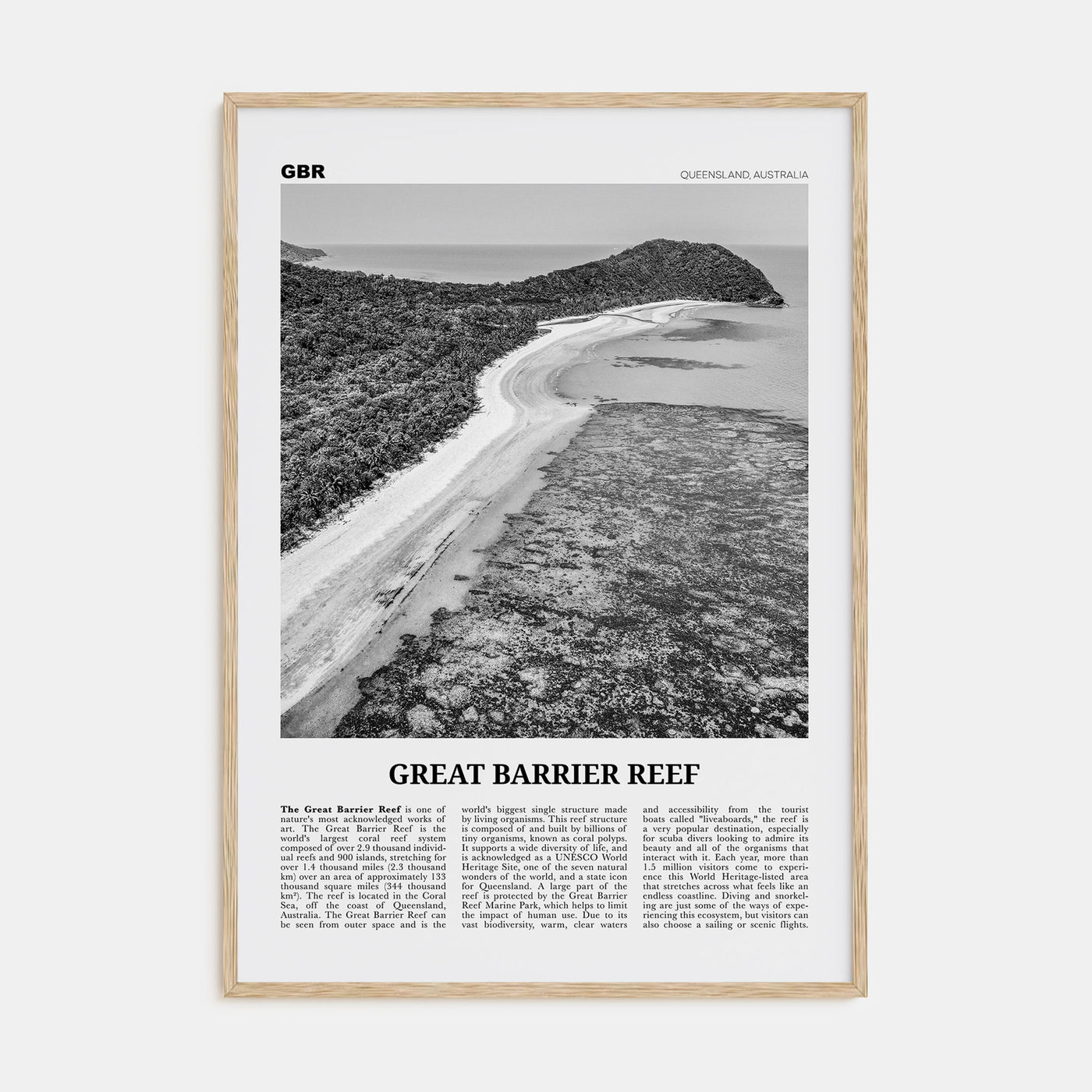 Great Barrier Reef Travel B&W Poster