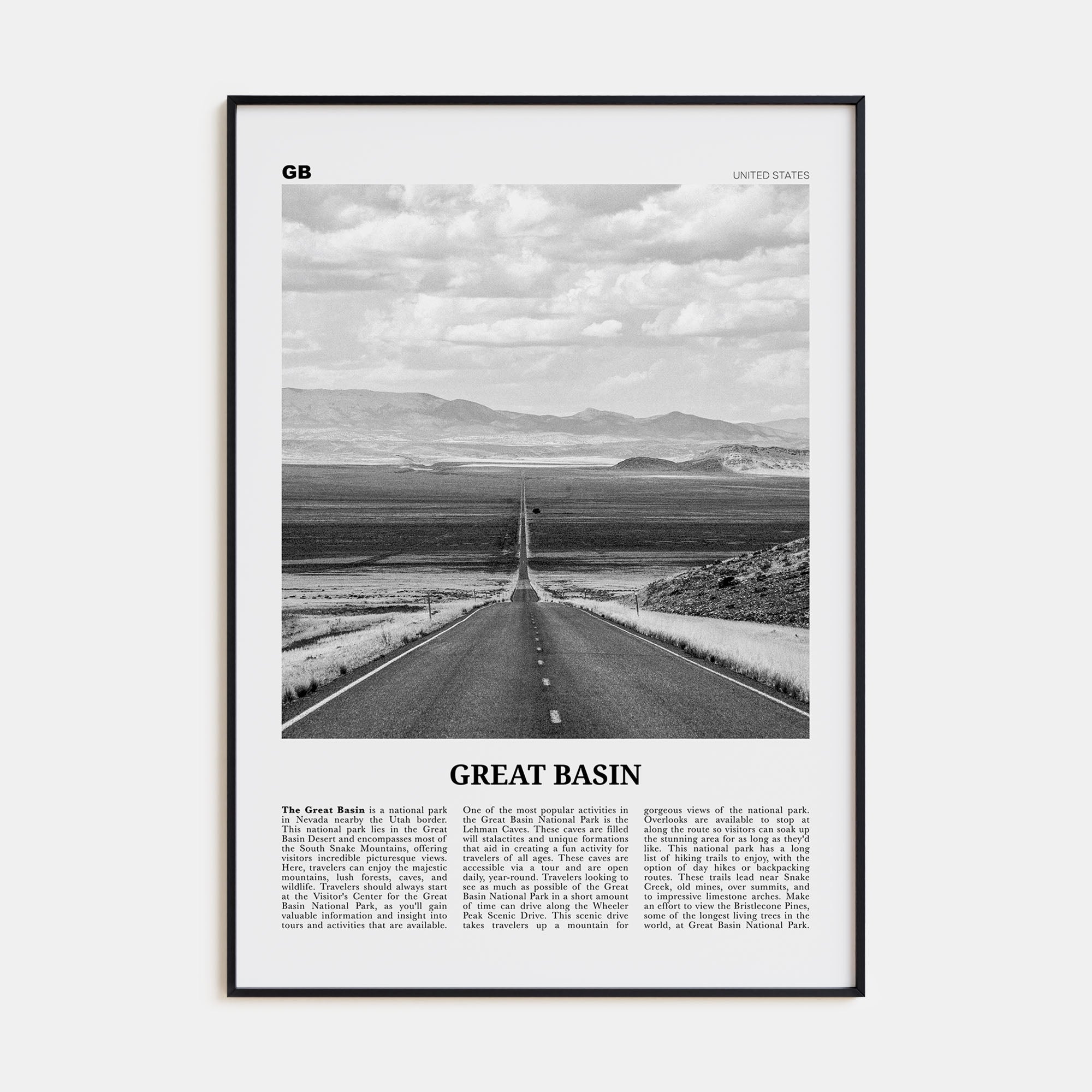 Great Basin Travel B&W Poster