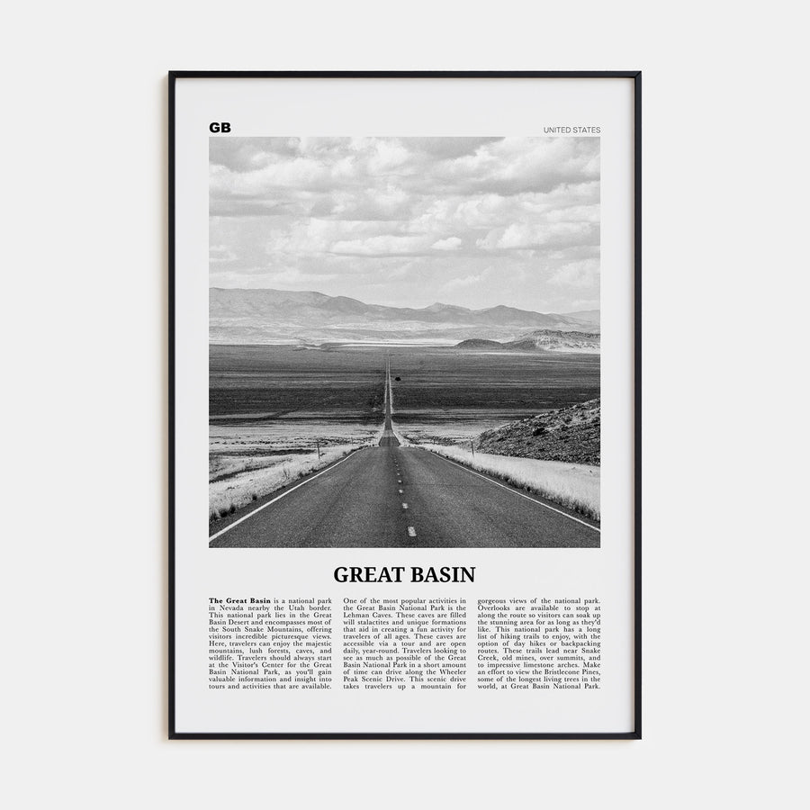 Great Basin Travel B&W Poster