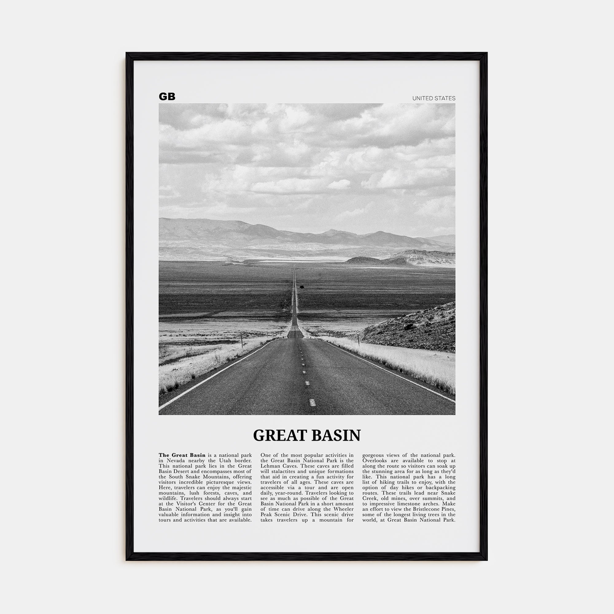 Great Basin Travel B&W Poster