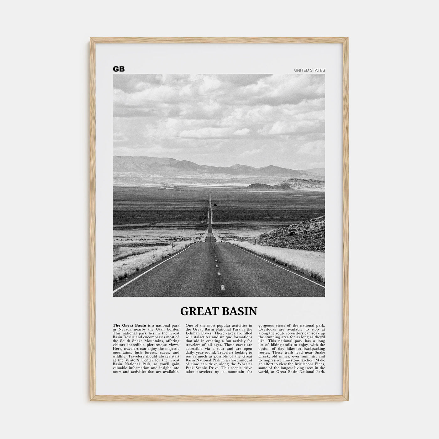Great Basin Travel B&W Poster