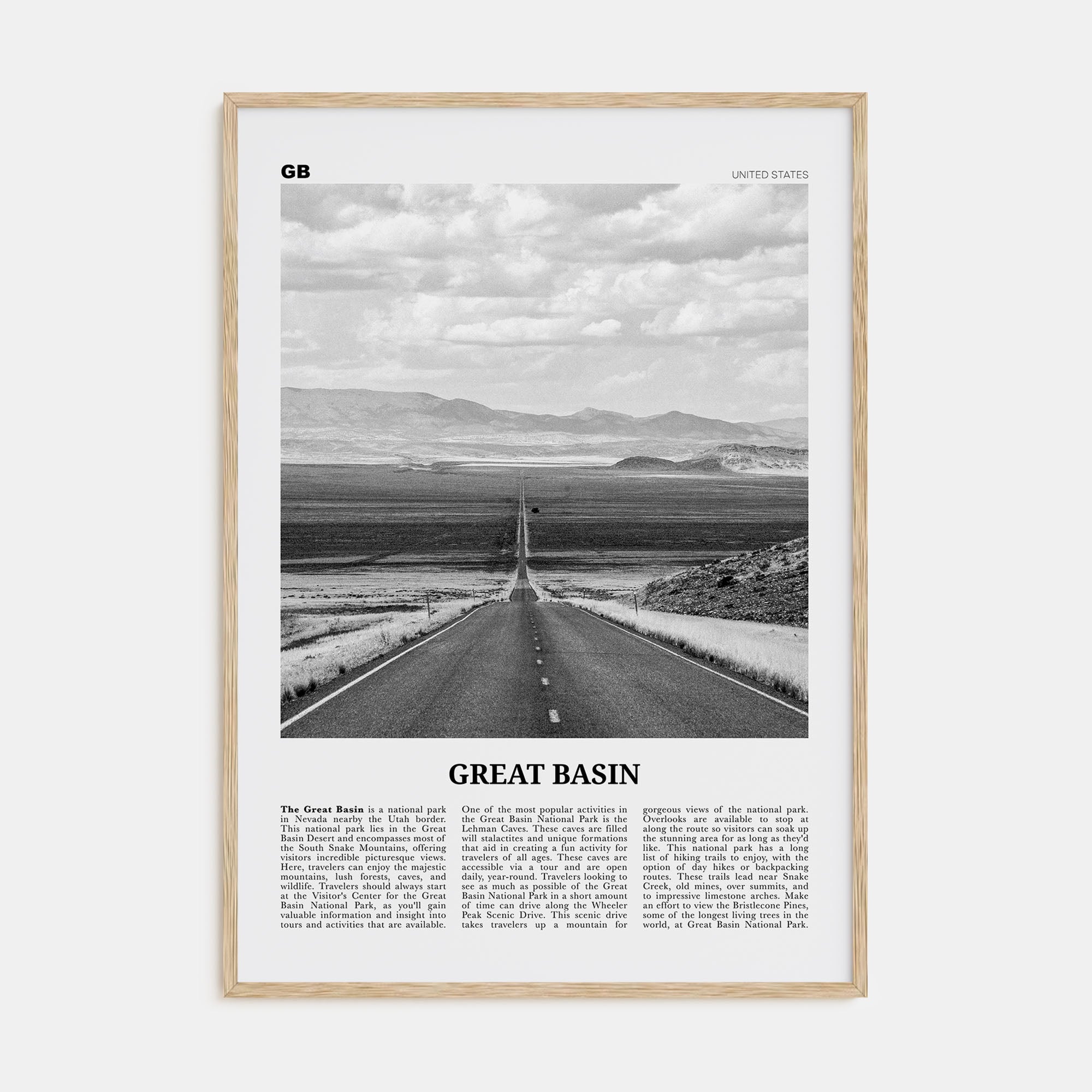 Great Basin Travel B&W Poster