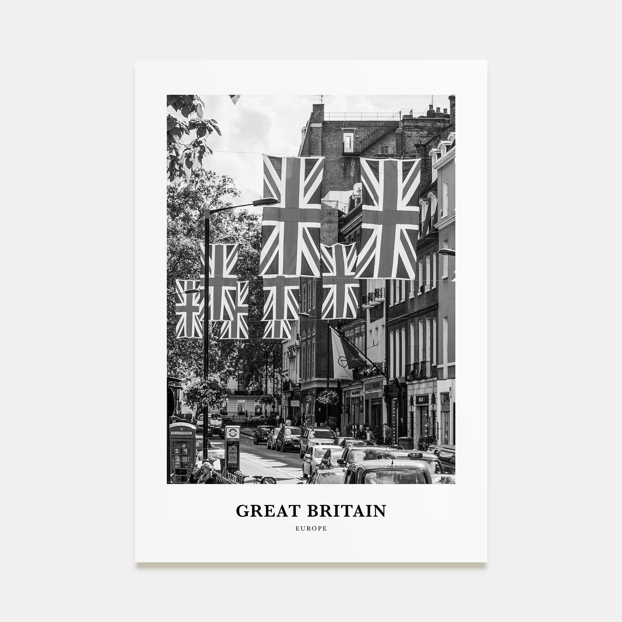 Great Britain Portrait B&W Poster