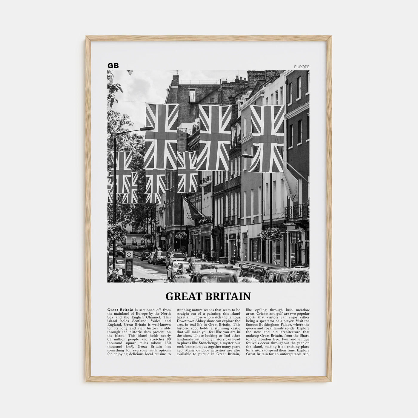 Great Britain Travel B&W Poster