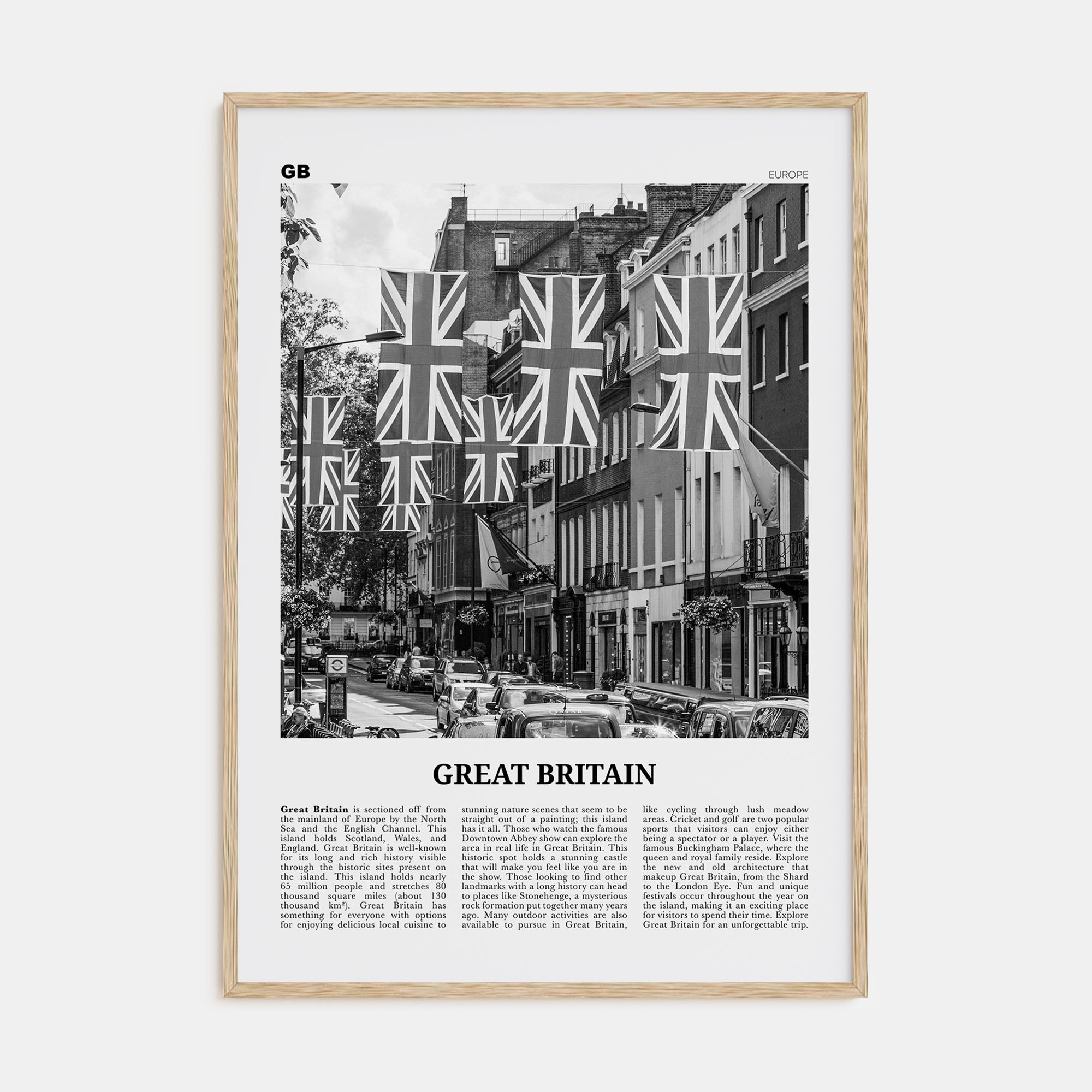 Great Britain Travel B&W Poster