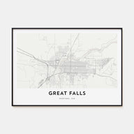 Great Falls, Montana Map Landscape Poster