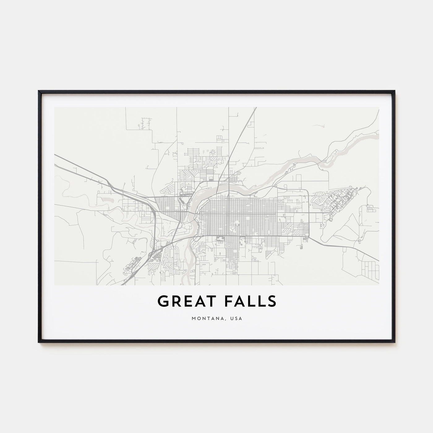 Great Falls, Montana Map Landscape Poster