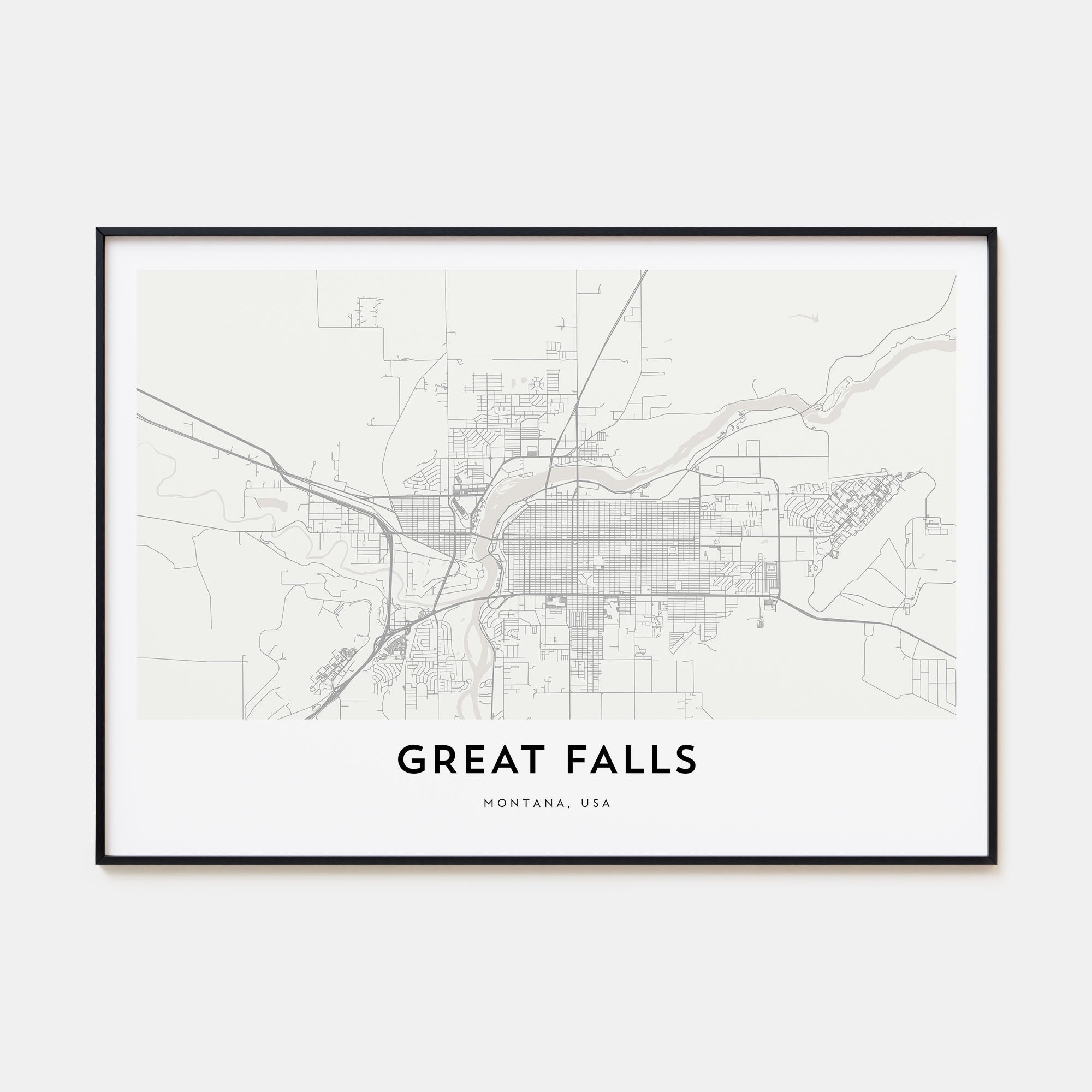 Great Falls, Montana Map Landscape Poster
