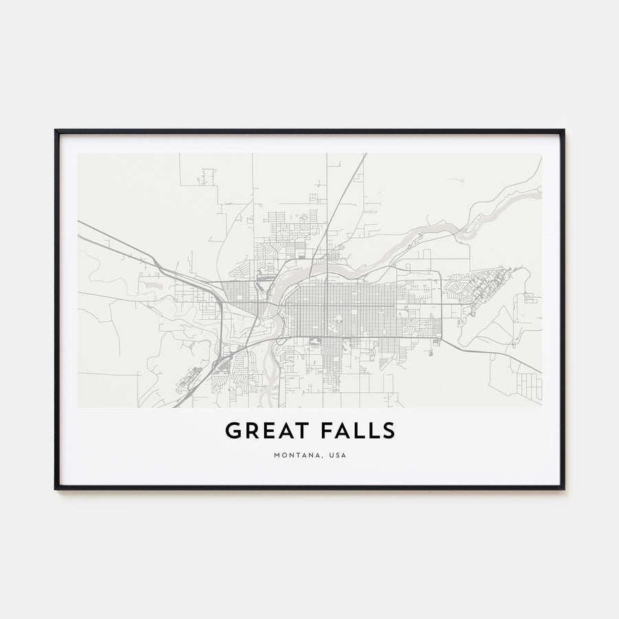 Great Falls, Montana Map Landscape Poster