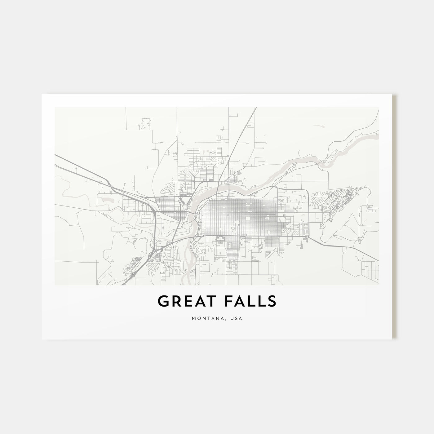 Great Falls, Montana Map Landscape Poster