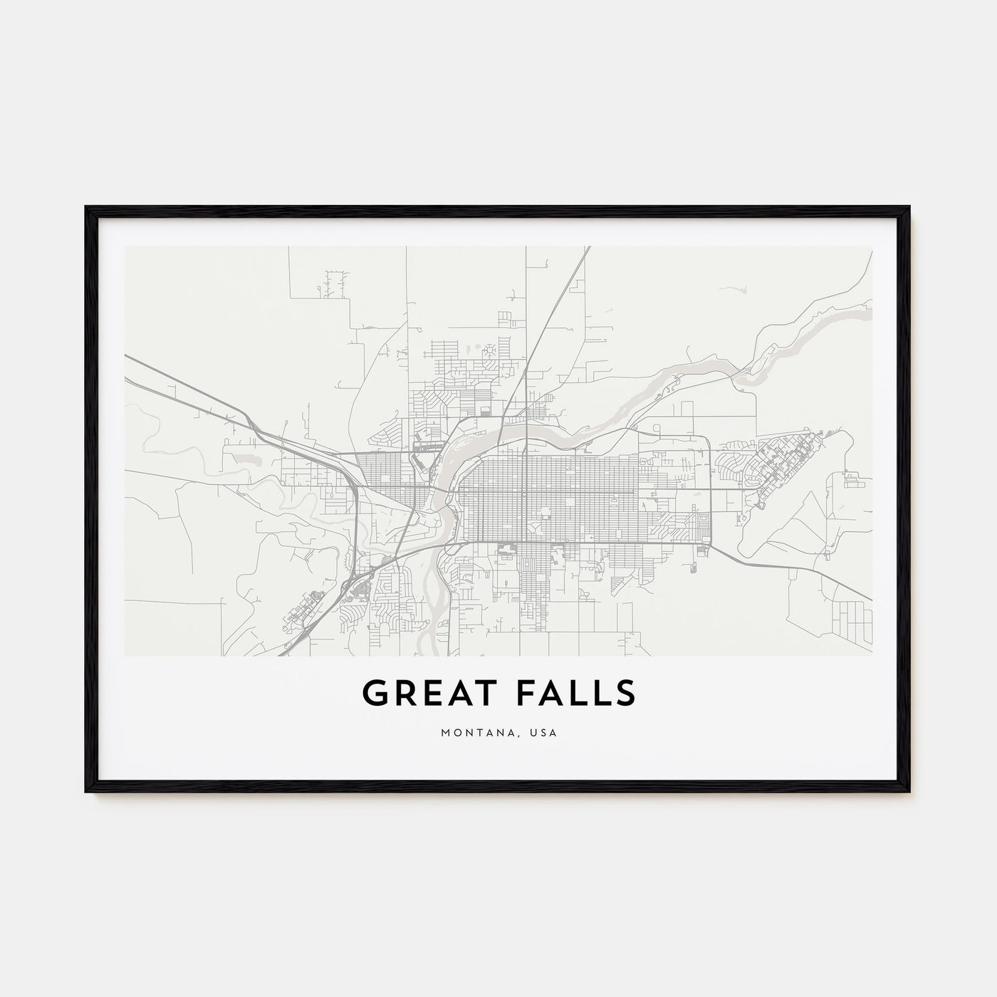 Great Falls, Montana Map Landscape Poster