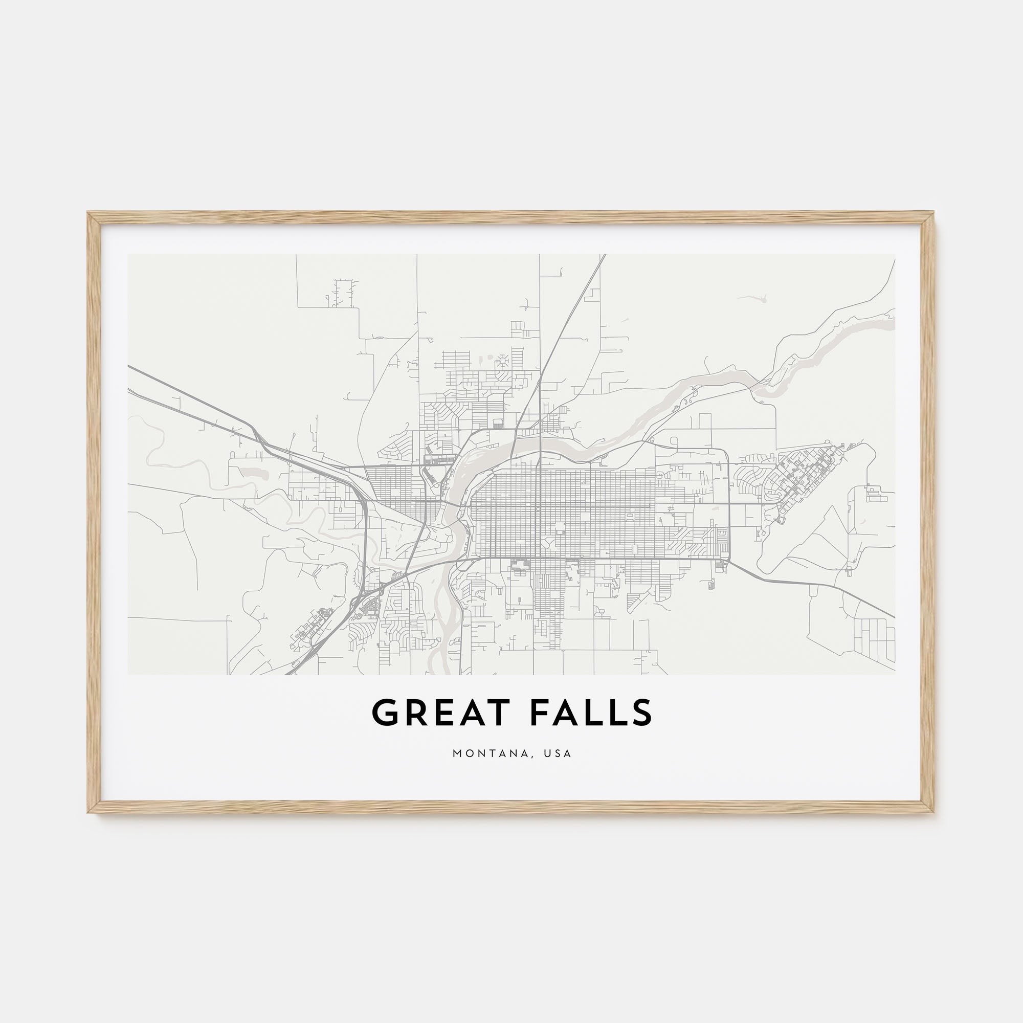 Great Falls, Montana Map Landscape Poster