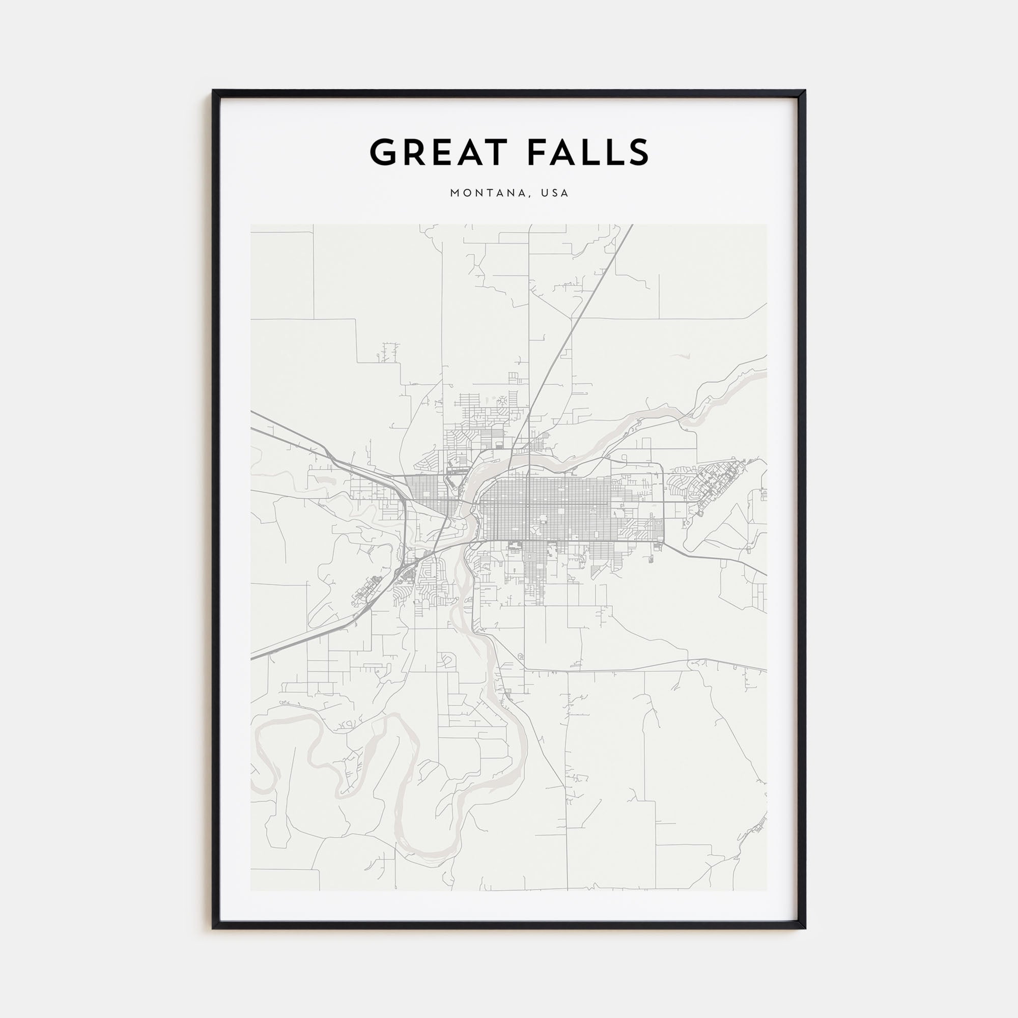 Great Falls, Montana Map Portrait Poster
