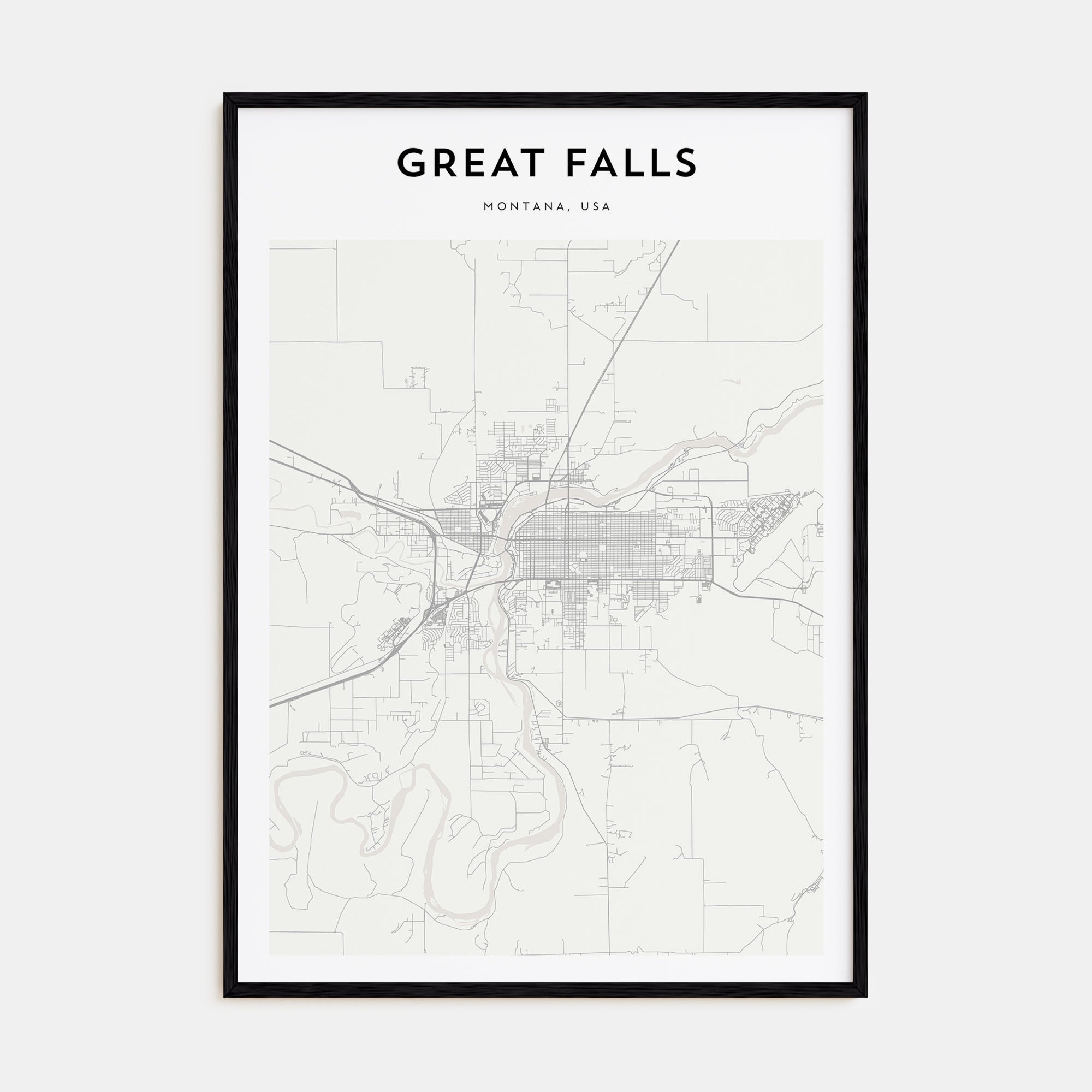Great Falls, Montana Map Portrait Poster