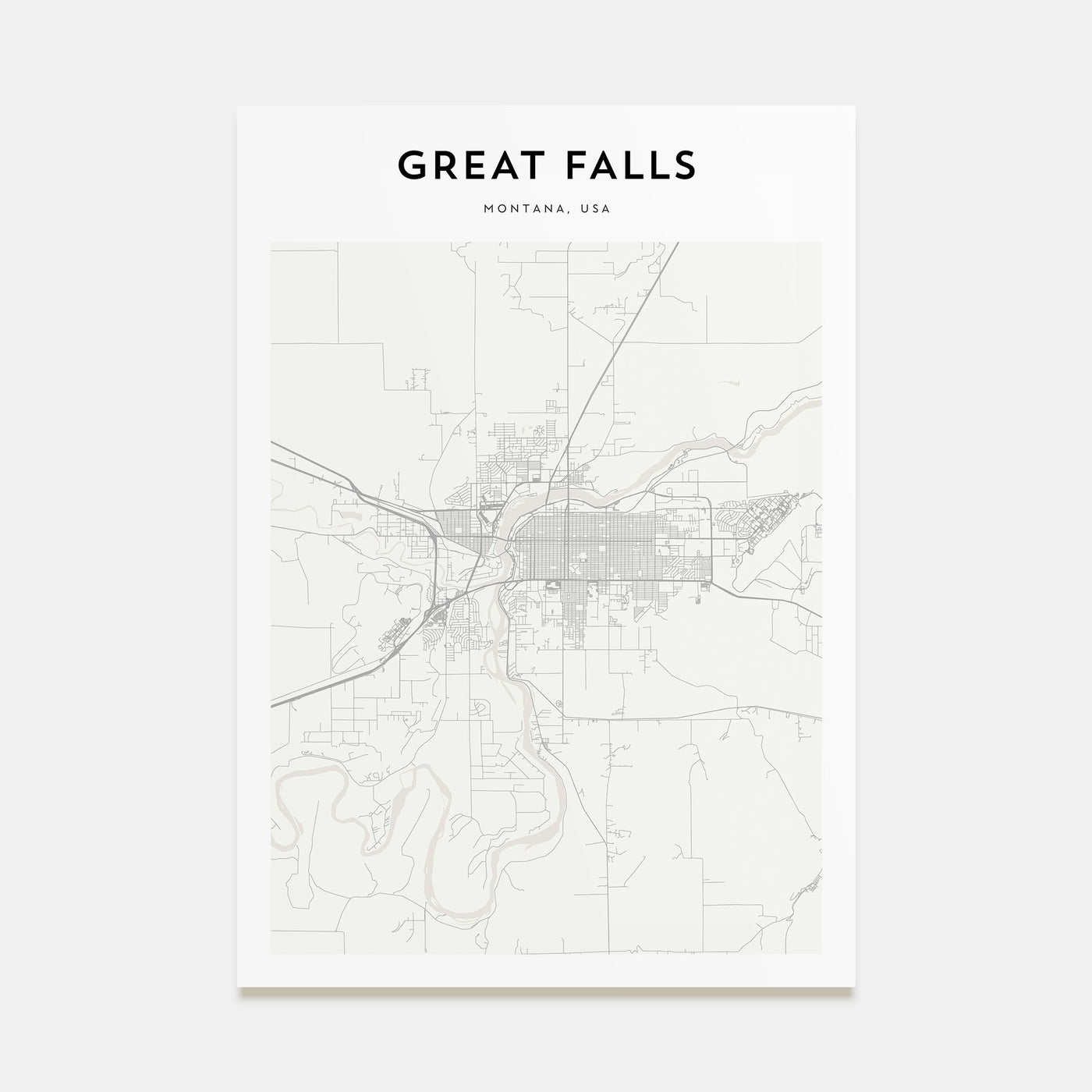Great Falls, Montana Map Portrait Poster