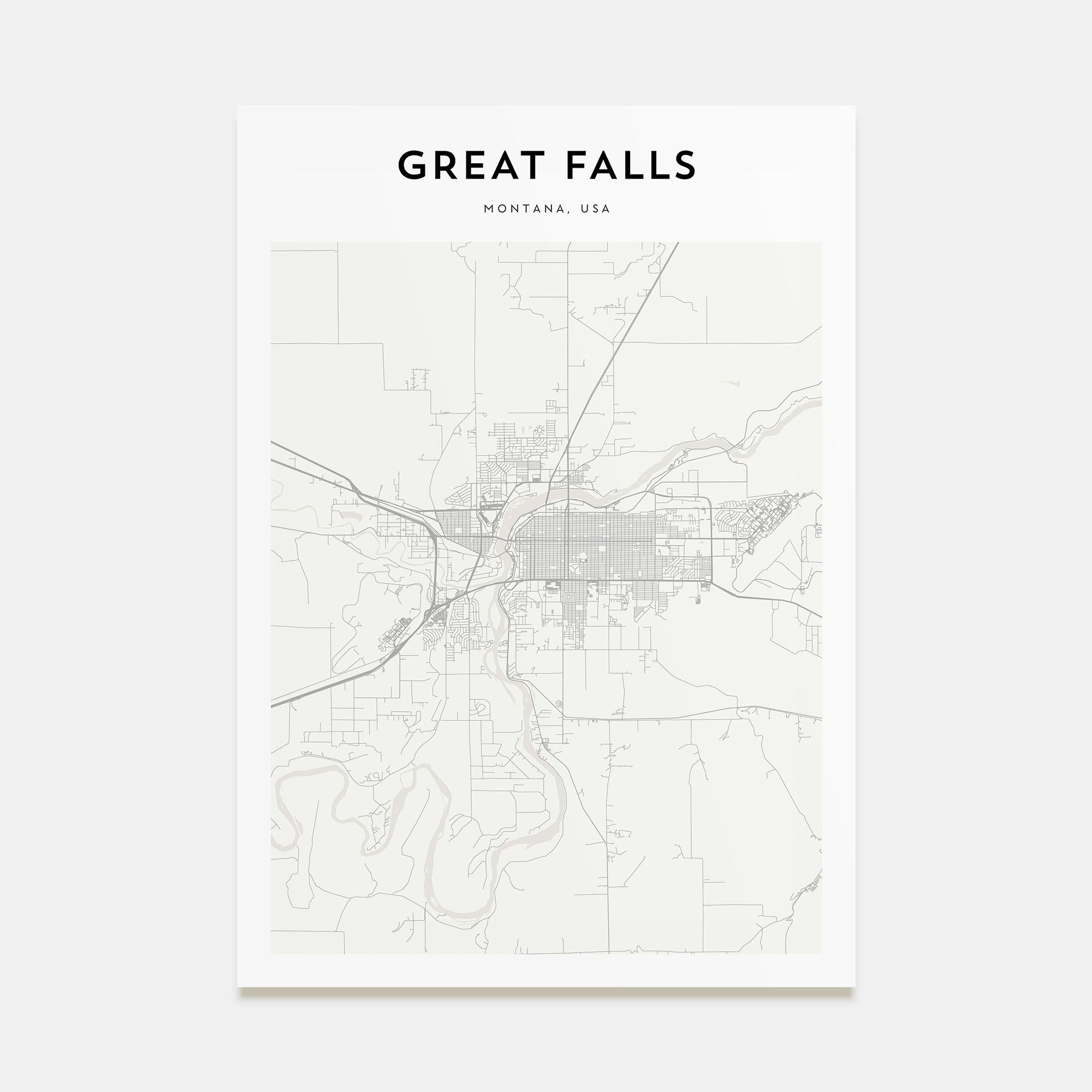 Great Falls, Montana Map Portrait Poster