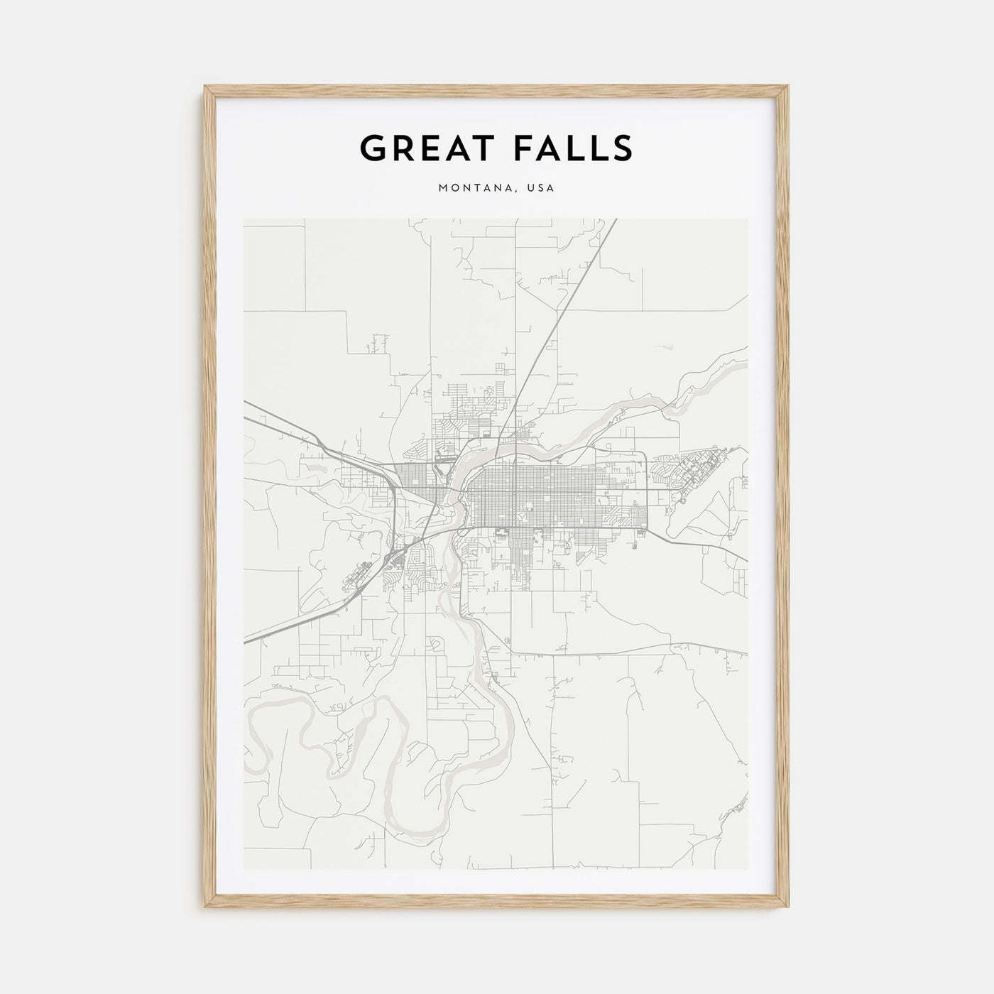Great Falls, Montana Map Portrait Poster