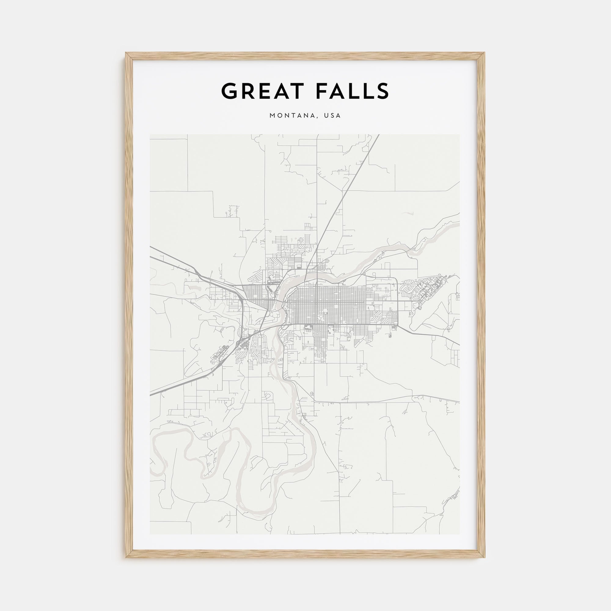 Great Falls, Montana Map Portrait Poster