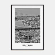 Great Falls, Montana Portrait B&W Poster