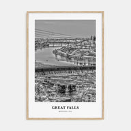 Great Falls, Montana Portrait B&W Poster