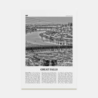 Great Falls, Montana Travel B&W Poster