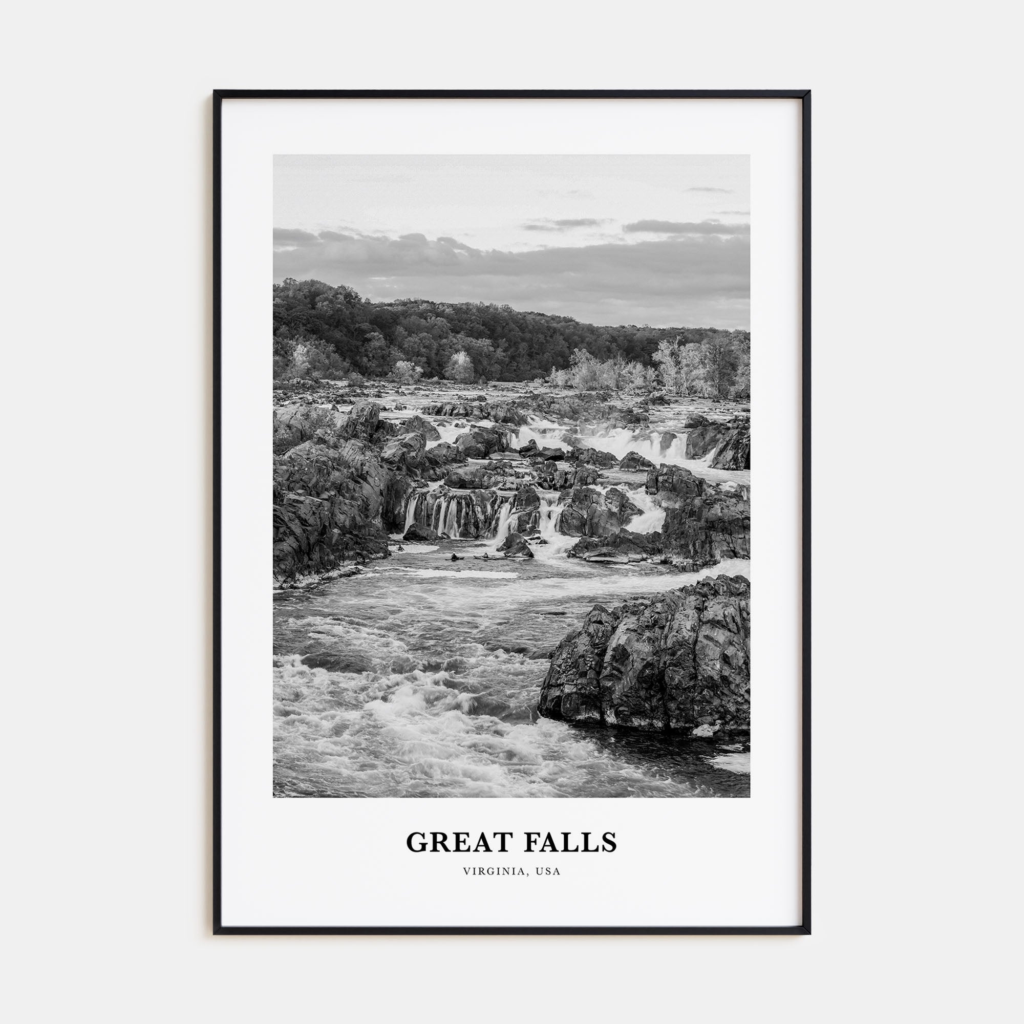 Great Falls, Virginia Portrait B&W Poster