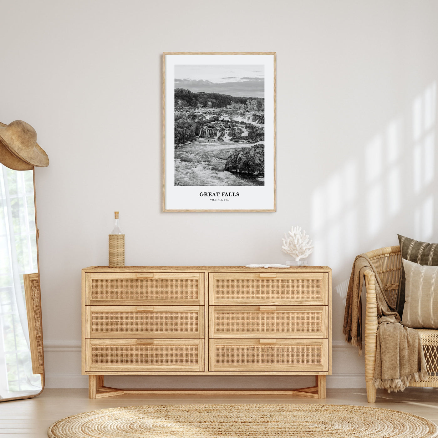 Great Falls, Virginia Portrait B&W Poster