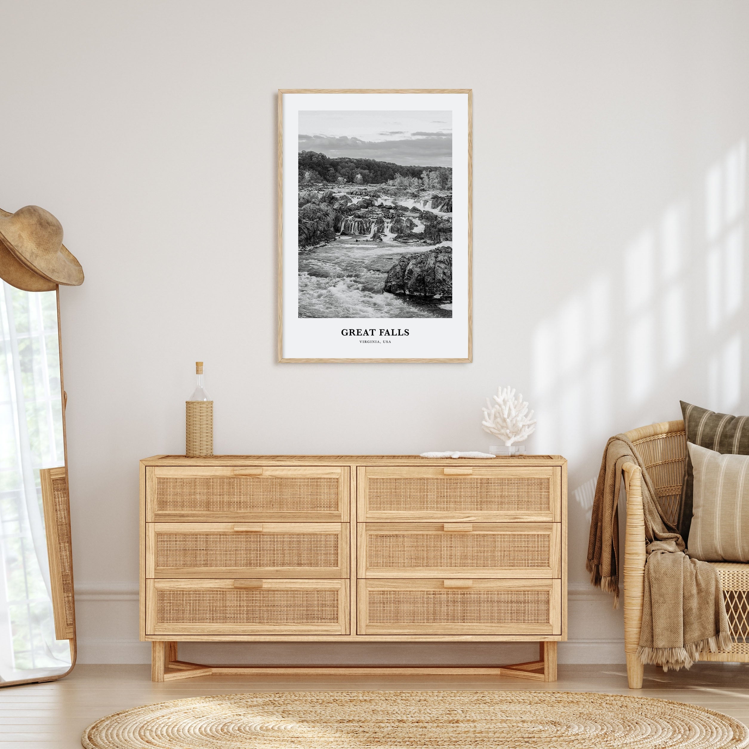 Great Falls, Virginia Portrait B&W Poster